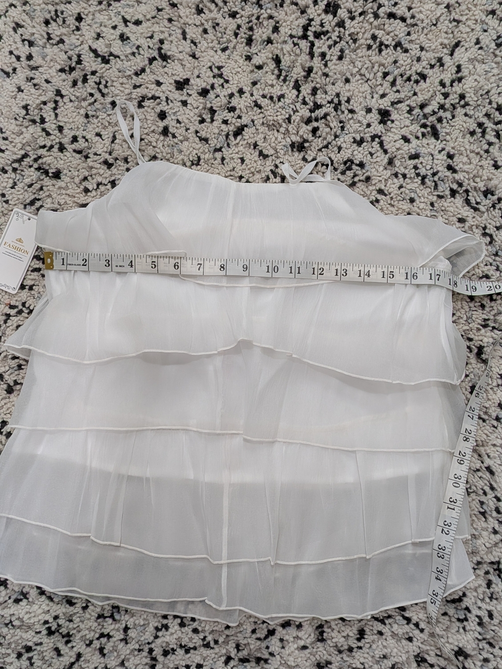 White Layered Ruffle Spaghetti Strap Top - Picture 2 of 5